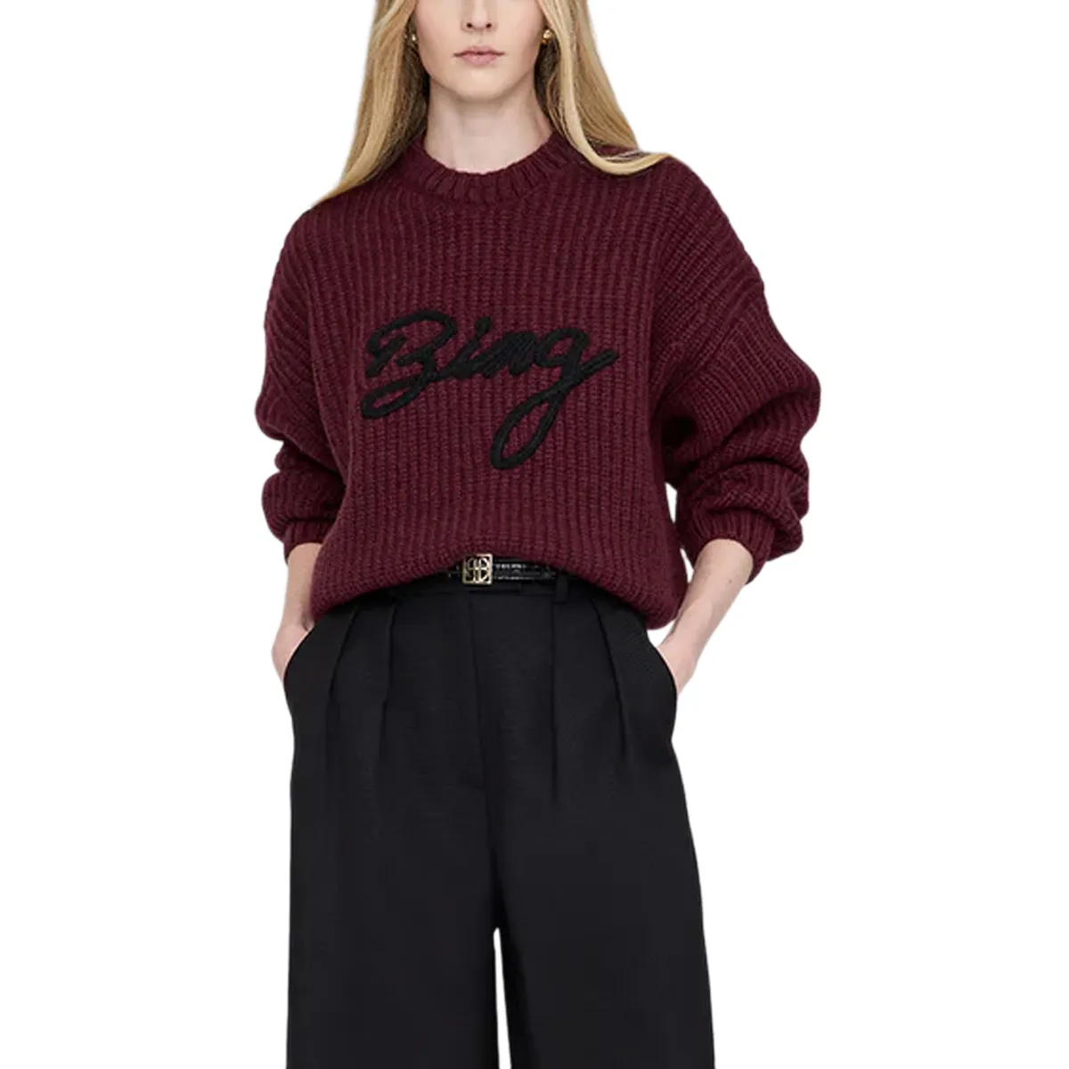 Sydney Crew Sweater Signature, Zinfandel