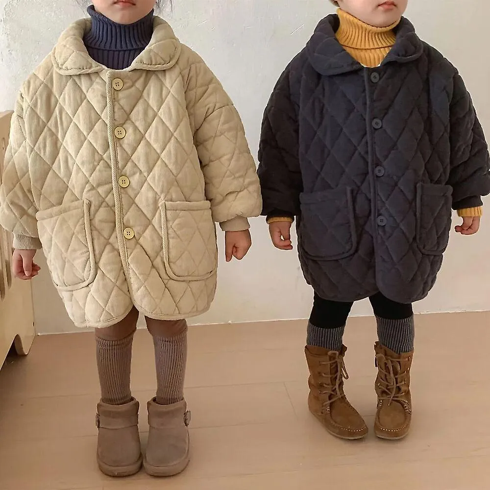 Winter Children Thicken Padded Cotton Coats Corduroy Solid Color Kidsouterwear