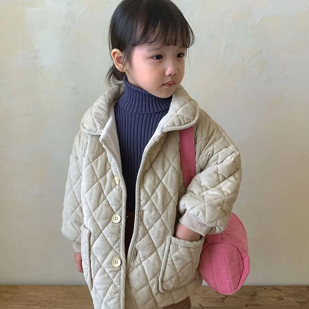 Winter Children Thicken Padded Cotton Coats Corduroy Solid Color Kidsouterwear