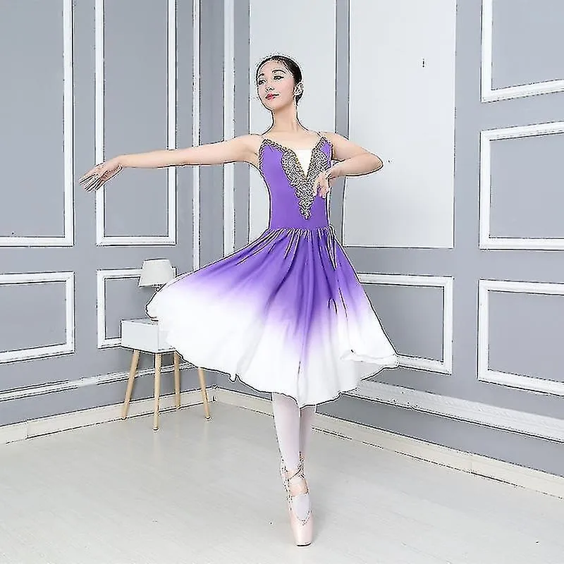 Women Gradient Color High Quality Long Adult Children Ballet Tutu Dress Party Practice Skirts Clothe