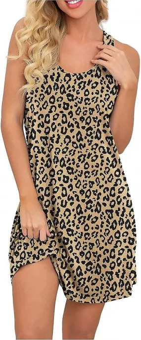 Women's Solid Color Round Neck Cotton Dress