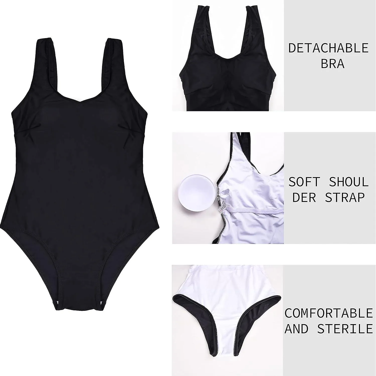 Womens One Piece Swimwear Tummy Control Swimming Costume Padded Swimsuit Round Neck Backless Monokini Gradient Color Bathing Sui