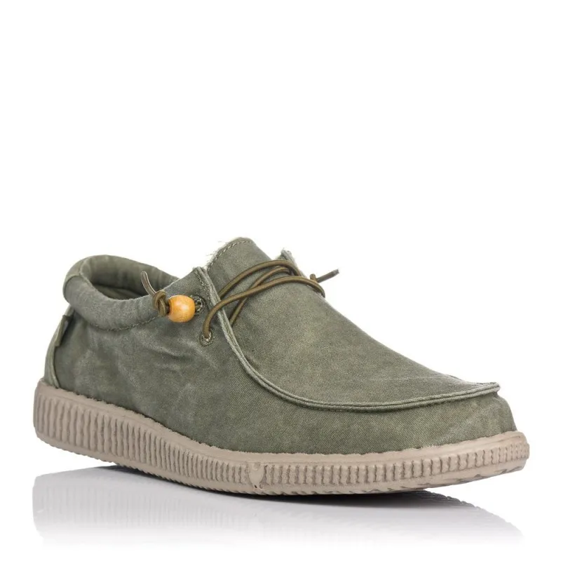 Zapatillas Lona Walk In Pitas Wallabi Washed Hombre Kaki