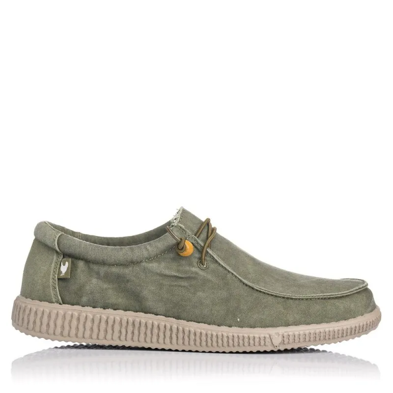 Zapatillas Lona Walk In Pitas Wallabi Washed Hombre Kaki